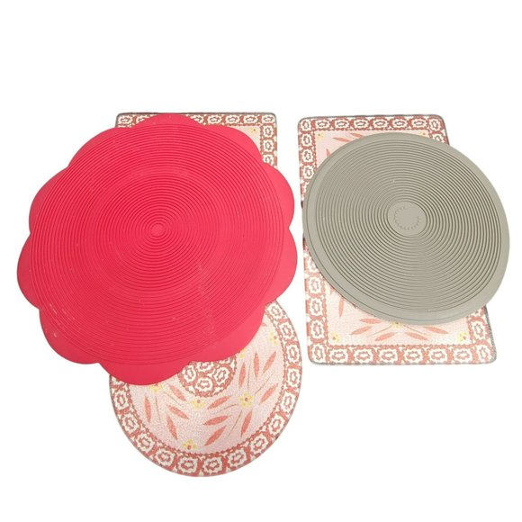 Temp-tations Old World Red Trivet Hot Plate Silicone Mat Lot by Tara PD045 - Picture 4 of 7